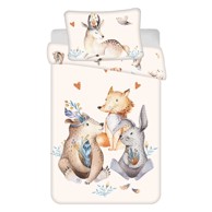 JERRY FABRICS Pamučna dječja posteljina za dječji krevetić 100x135 cm Animals "Woodland" bež